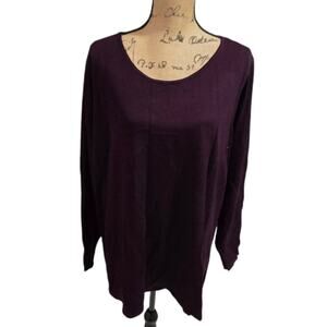 Tahari Purple Long‎ Sleeve Tunic Length Sweater Plus Size 2X New